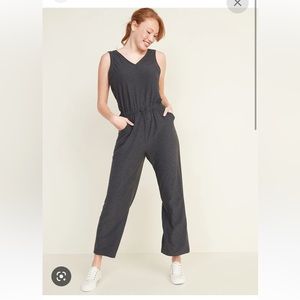 Old Navy Breathe ON V-Neck Wide-Leg Jumpsuit in Black